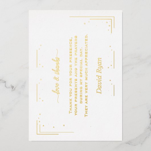 Luxury GOLD FOIL Carte de remerciements de confirm (Recto)