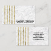 Luxury Gold Foil Striped Pattern | Marmer Visitekaartje (Voorkant / Achterkant)