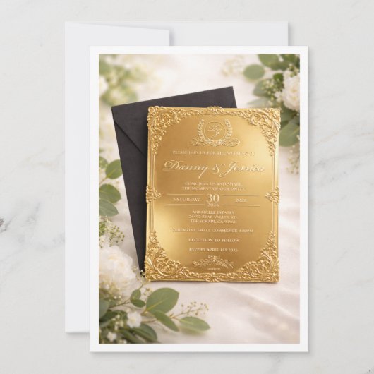 Luxury Gold Foil Wedding Invitation 5x7 | Elegant  (Devant)