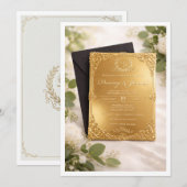 Luxury Gold Foil Wedding Invitation 5x7 | Elegant  (Devant / Derrière)