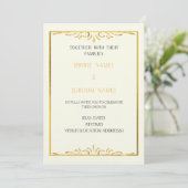 Luxury Gold Frame Wedding Invitation  Kaart (Staand voorkant)