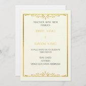 Luxury Gold Frame Wedding Invitation  Kaart (Voorkant / Achterkant)