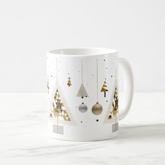 Luxury Gold Geometric Triangle Tree Classic Mug  (Devant droit)