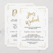 Luxury Gold Glitter Bachelorette Weekend Kaart (Voorkant / Achterkant)