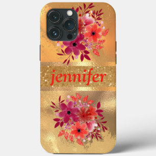 Luxury Gold Glitter en Sparkle Monogram iPhone 13 Pro Max Hoesje