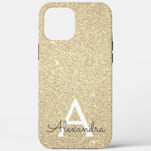 Luxury Gold Glitter en Sparkle Monogram iPhone 12 Pro Max Hoesje