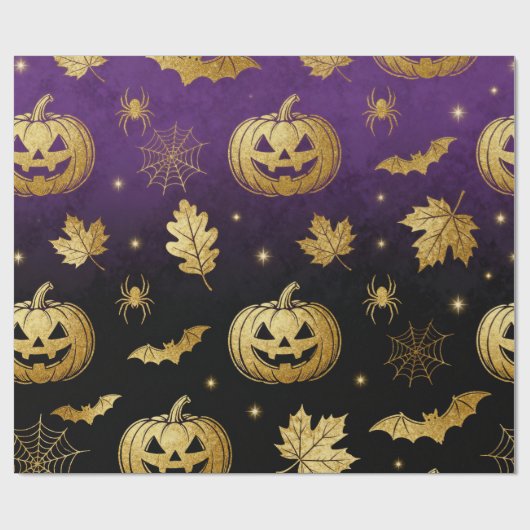 Luxury Gold Glitter Halloween Gift Wrap Cadeaupapier (Vlak)