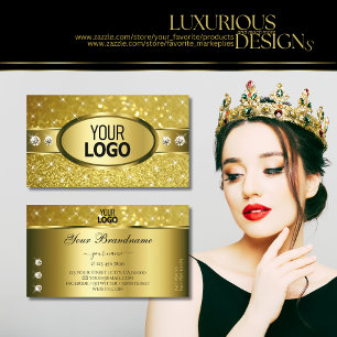 Luxury Gold Glitter Luminous Sparkle Diamonds Logo Visitekaartje