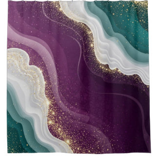 Luxury Gold Glitter Marble Pattern Douchegordijn
