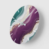 Luxury Gold Glitter Marble Pattern Ronde Klok (Hoek)