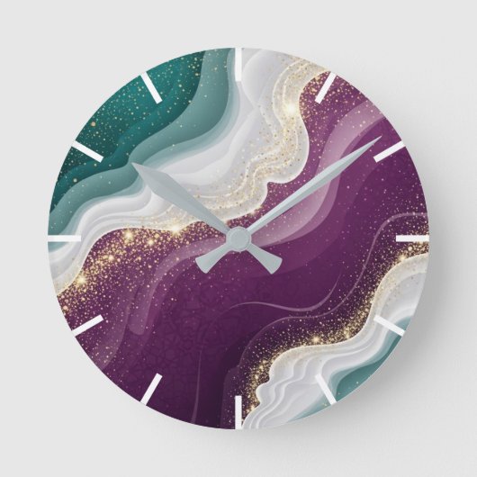 Luxury Gold Glitter Marble Pattern Ronde Klok (Voorkant)