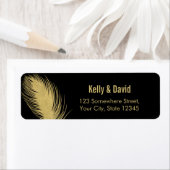 Luxury Gold Glitter Peacock Feather Modern Wedding Etiket (Insitu)