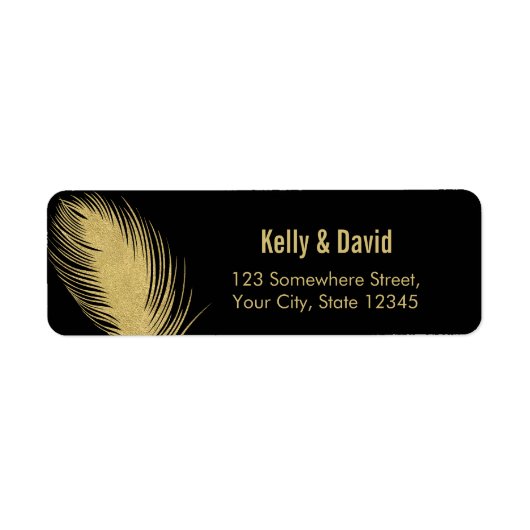 Luxury Gold Glitter Peacock Feather Modern Wedding Etiket (Voorkant)