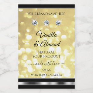 Luxury Gold Glitter-productlabels met diamanten Voedselcontainer Etiket