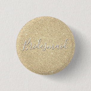 Luxury Gold Glitter & Sparkle Bridesmaid Ronde Button 3,2 Cm