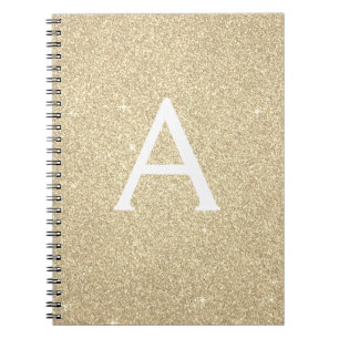 Luxury Gold Glitter Sparkle Monogram Notitieboek