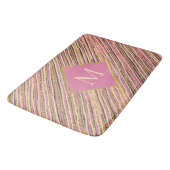 Luxury Gold Glitter Sparkle Monogram Roze Stripes Badmat (Gekanteld)