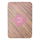 Luxury Gold Glitter Sparkle Monogram Roze Stripes Badmat (Voorkant Verticaal)