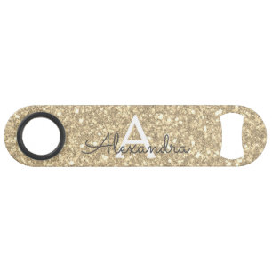 Luxury Gold Glitter & Sparkle Monogram Speed Flessenopener