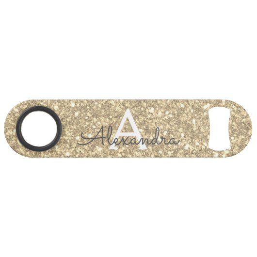 Luxury Gold Glitter & Sparkle Monogram Speed Flessenopener (Voorkant (Horizontaal))