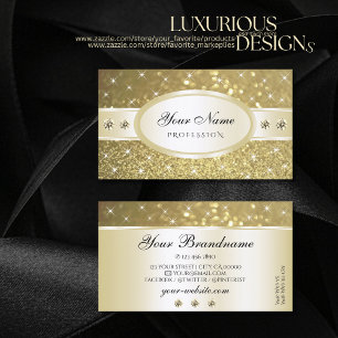 Luxury Gold Glitter Sparkle Stars Diamonds Elegant Visitekaartje