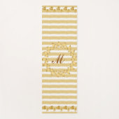 Luxury Gold Glitter White Monogramed Gift Yogamat (Voorkant)