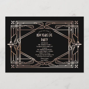 Luxury Gold Great Gatsby Art Deco Nieuwjaar oud Kaart