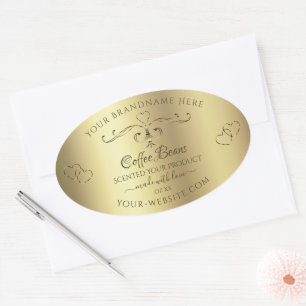 Luxury Gold  hart elegante productlabels Ovale Sticker