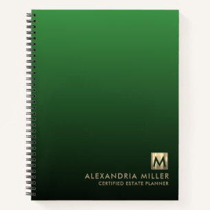 Luxury Gold Initiaal Logo Emerald Green Notitieboek