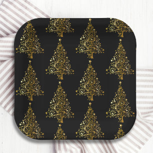 Luxury Gold kerstboom feestelijke winterse Feestda Papieren Bordje