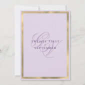 Luxury gold lavender monogram initials wedding kaart (Achterkant)