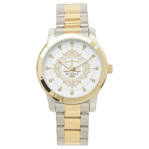 Luxury Gold Lawyer Scales of Justice Horloge