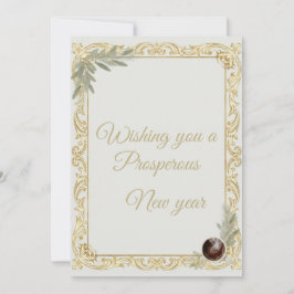 Luxury Gold Leaf & Pine Elegant New Year Greeting  Kaart