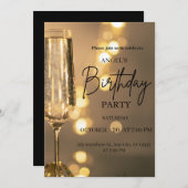 Luxury Gold Lights Birthday Invitation (Devant / Derrière)