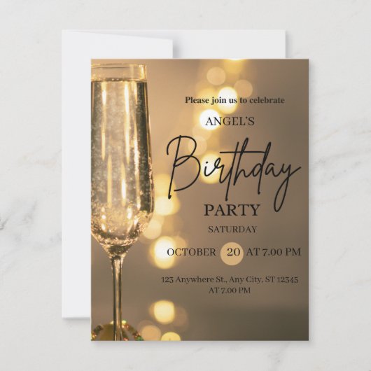 Luxury Gold Lights Birthday Invitation (Devant)