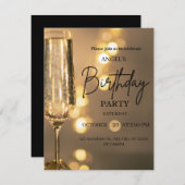 Luxury Gold Lights Birthday Invitation (Devant / Derrière)