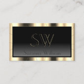 Luxury Gold Lijst Donkere gradiënt met monogram Visitekaartje (Voorkant)