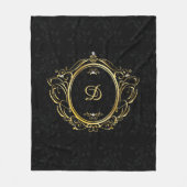 Luxury Gold lijst Monogram met zwarte demask terug Fleece Deken (Voorkant)