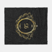 Luxury Gold lijst Monogram met zwarte demask terug Fleece Deken (Voorkant (Horizontaal))