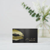 Luxury Gold Lips Makeup Artist Visitekaartje (Staand voorkant)