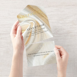 Luxury Gold Minimalist IFoil All in One Invitation All In One Uitnodiging