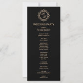Luxury Gold Monogram Black Wedding Menu Kaart (Achterkant)