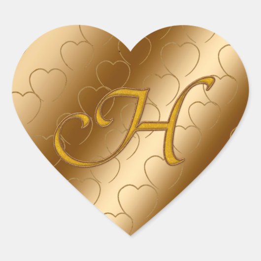 Luxury Gold Monogram H Hart Sticker (Voorkant)