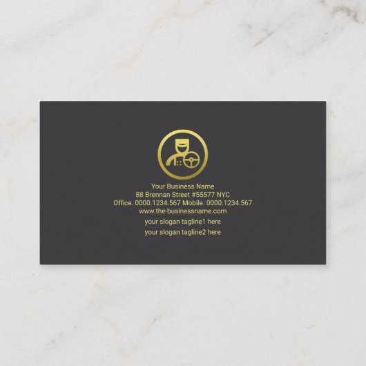Luxury Gold Monogram Modern Professional Chauffeur Visitekaartje (Achterkant)