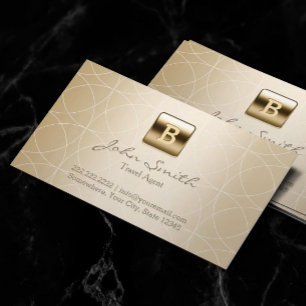 Luxury Gold Monogram Travel Agent Visitekaartje