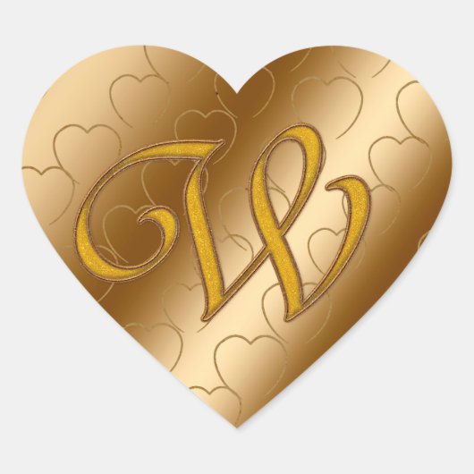 Luxury Gold Monogram W Hart Sticker (Voorkant)