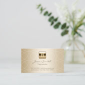 Luxury Gold Monogram Yoga-instructeur Visitekaartje (Staand voorkant)