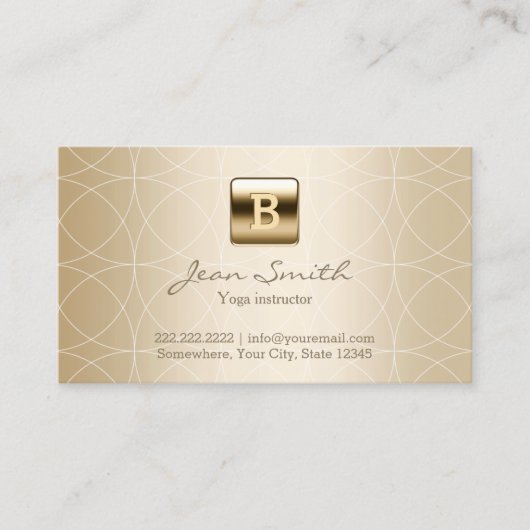 Luxury Gold Monogram Yoga-instructeur Visitekaartje (Voorkant)