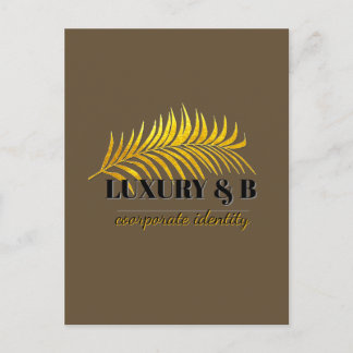 Luxury Gold Palm Leaf Elegant Tropical Glam Black  Briefkaart