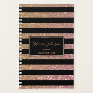 Luxury Gold Pink Glitter Stripes - Planner